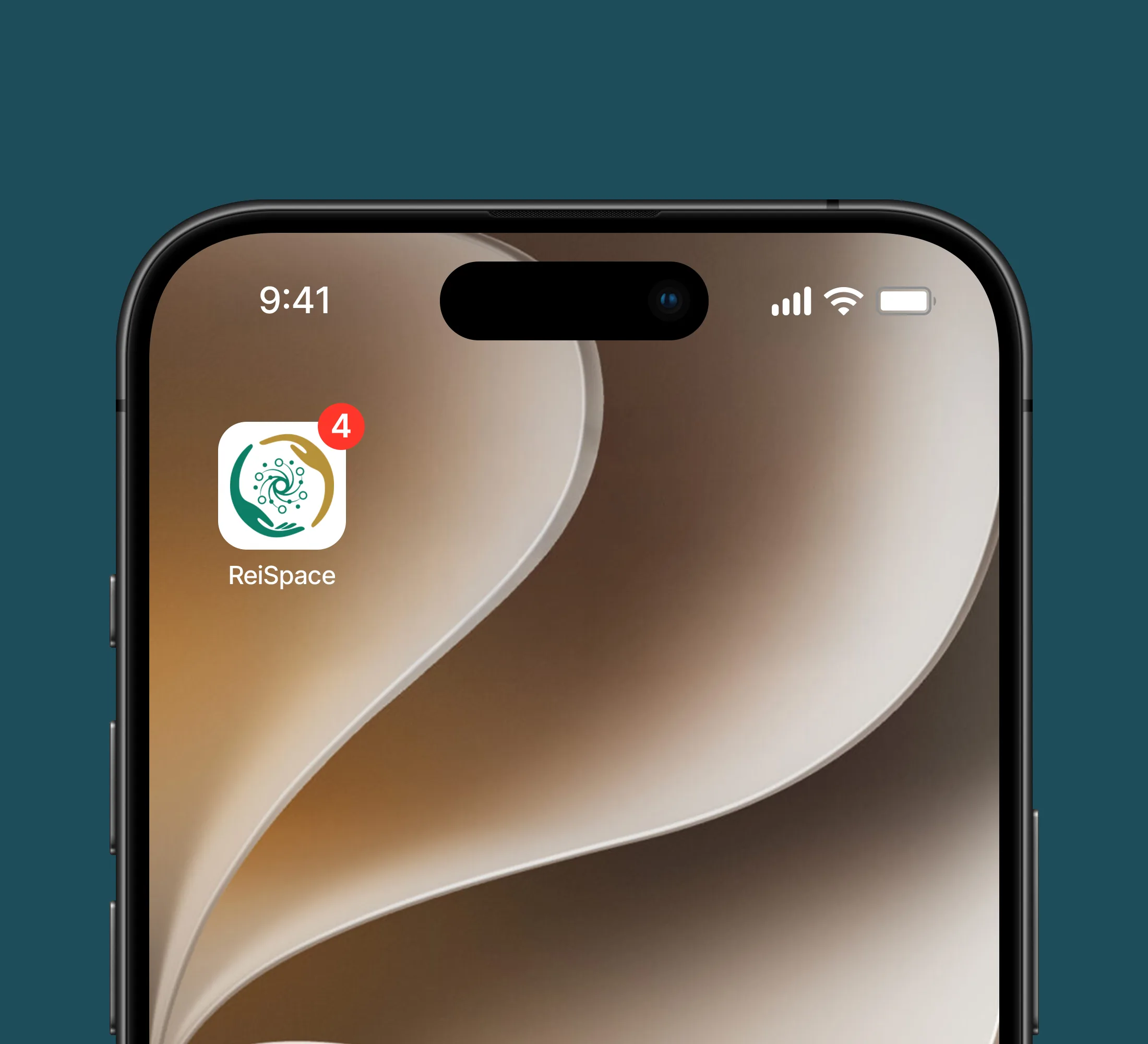 The ReiSpace app icon on a phone home screen.